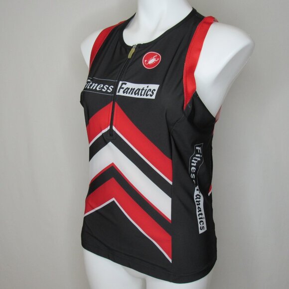 Castelli Black Red 1/2 Zip Cycling Sleeveless Bike Jersey Women's XXlarge - Picture 2 of 11